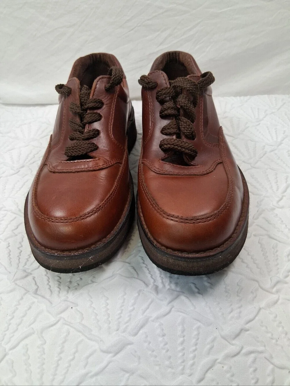 Whitefish Bay Men's Brown Leather Lace-Up Slip-On Comfort Loafers Retro Casual